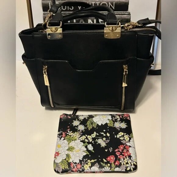 Big Buddha black tote shoulder bag with flower wallet/pouch - Picture 2 of 9